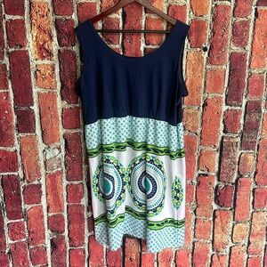 Lolly Wolly Doodle Navy Tank Top Print Bottom women dress size XXL